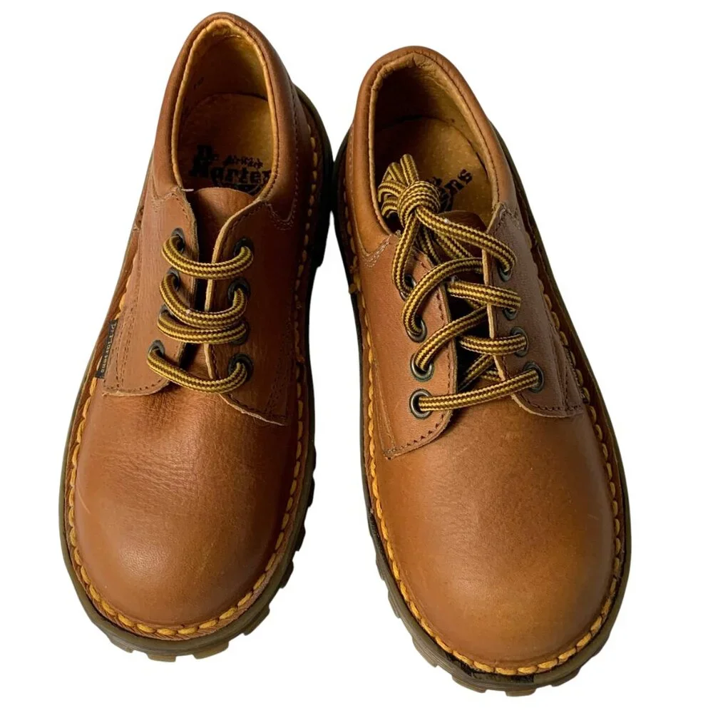 Y2K Dr‎ Martens Gibson Kids Made in England Brown Leather Oxfords